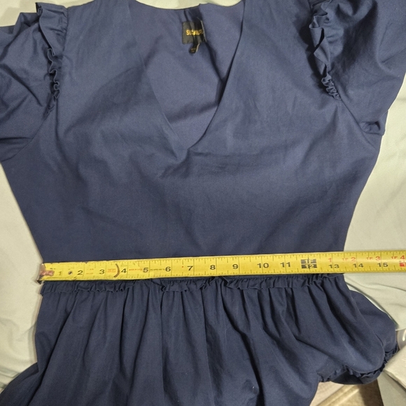 Sugarlips Madrigal Poplin Tiered Mini Dress Sz Small Blue - Picture 8 of 10